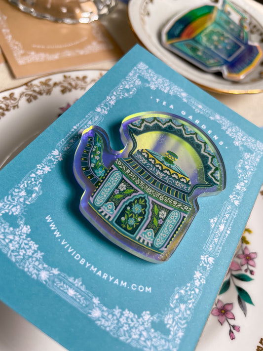 Bengal Brew | Teapot | Rainbow Acrylic Pin Badge
