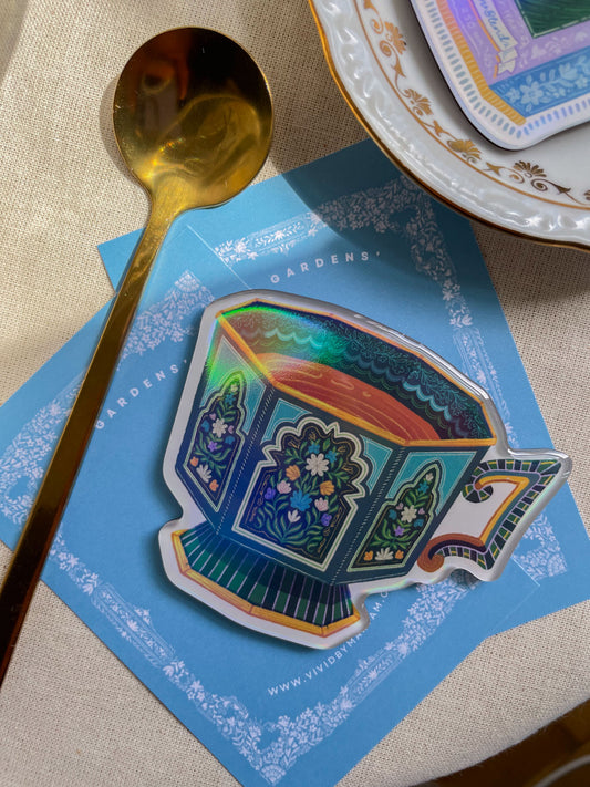 Sylhet Sips Teacup - Large Holo Fridge Magnet