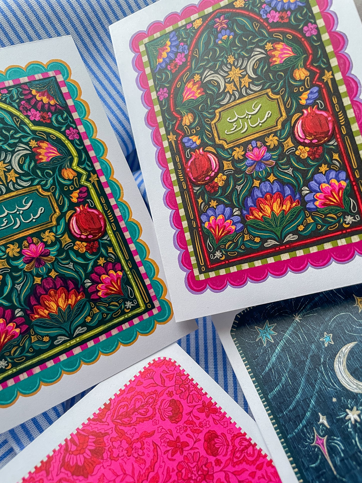 Eid Mubarak 'Paradise' (Pink) A6 Greeting Card + Envelope