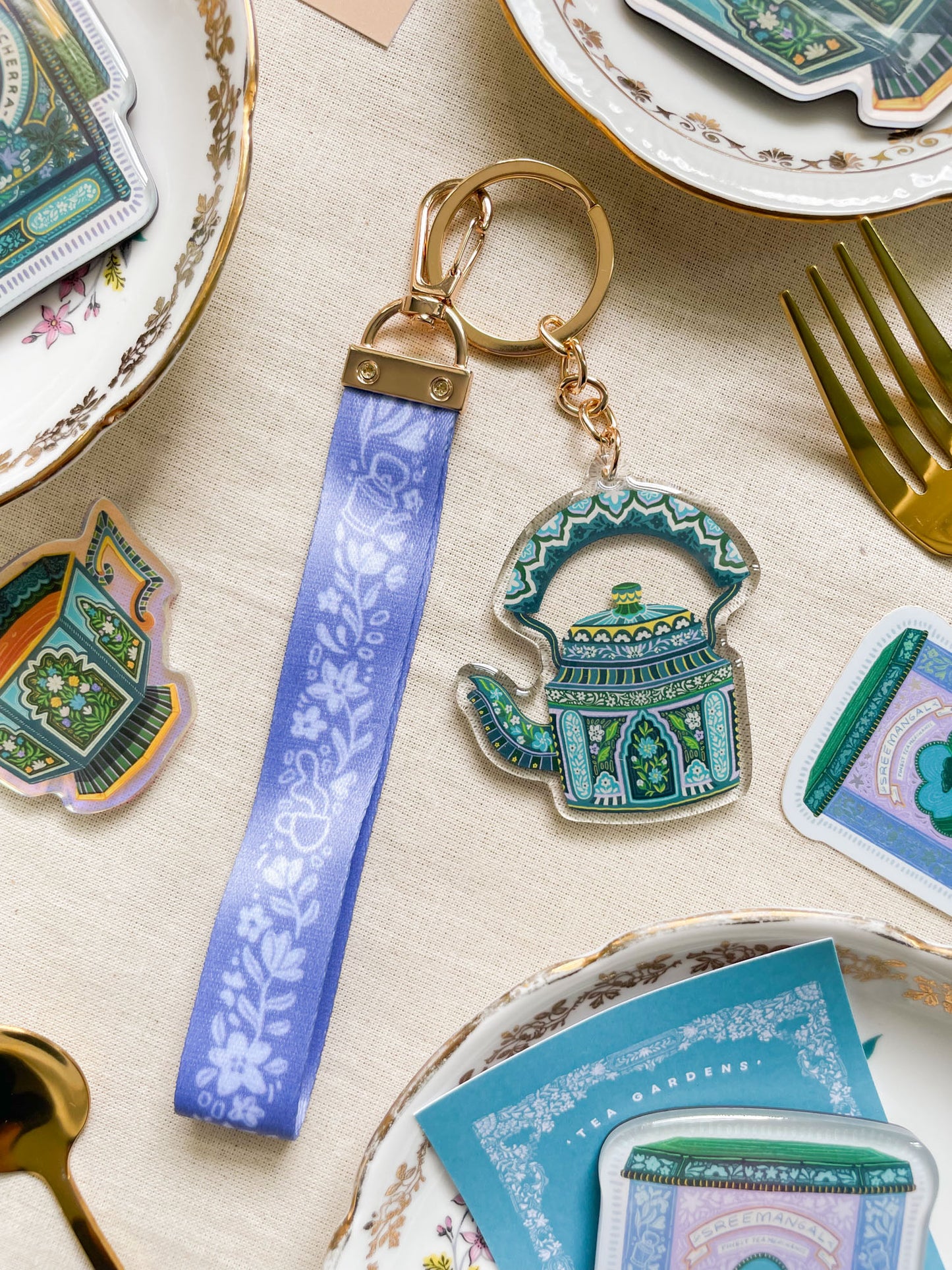 'Bengal Brew' Keychain + Teapot Charm