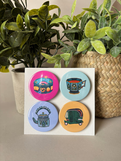 'Tea Time Snacks' - Fridge Magnets | Set of 4