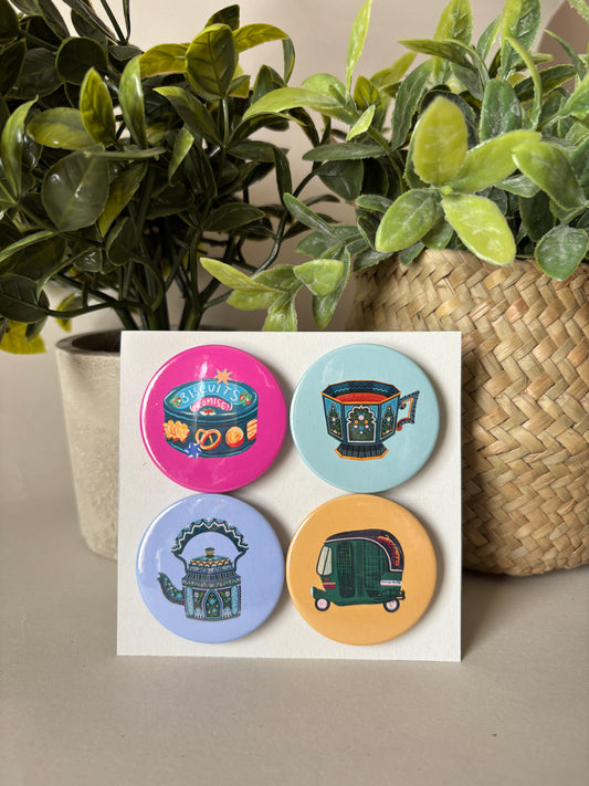 'Tea Time Snacks' - Fridge Magnets | Set of 4