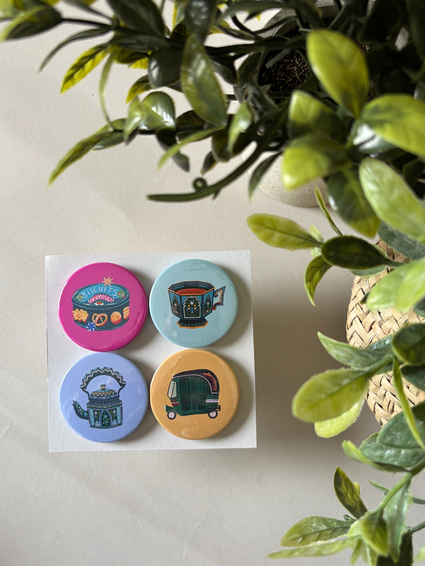 'Tea Time Snacks' - Fridge Magnets | Set of 4