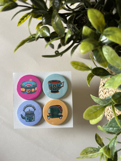 'Tea Time Snacks' - Fridge Magnets | Set of 4
