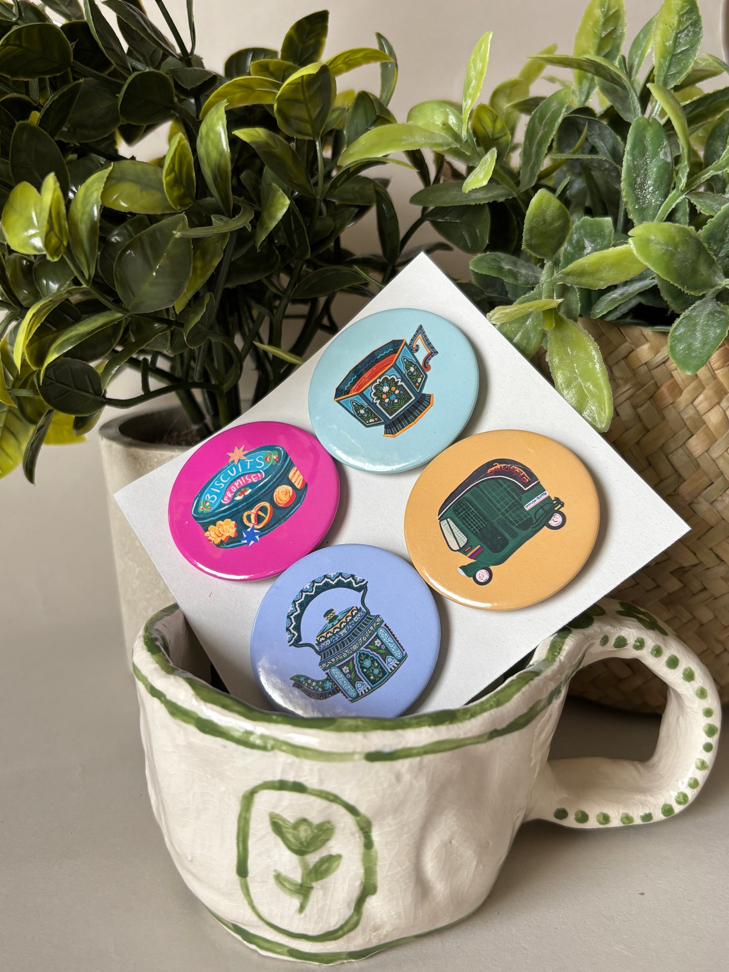 'Tea Time Snacks' - Fridge Magnets | Set of 4