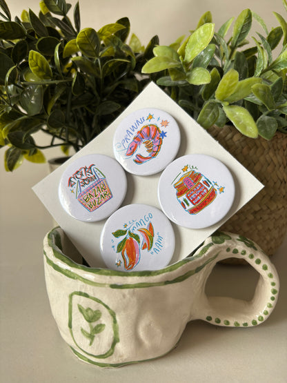 'Bazar Buzar' Bangladeshi Groceries - Fridge Magnets | Set of 4