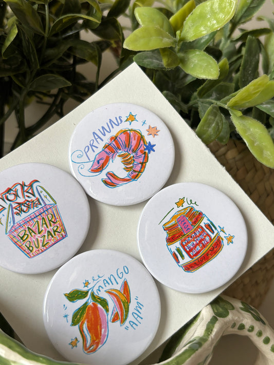 'Bazar Buzar' Bangladeshi Groceries - Fridge Magnets | Set of 4