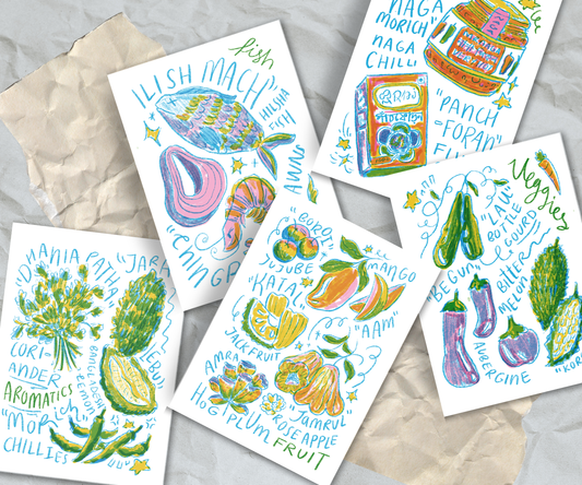'Bazar Buzar' Bangladeshi Groceries | Postcard Set of 5